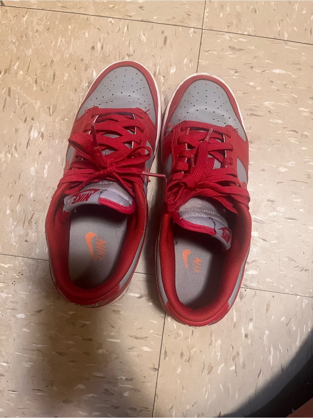 Nike Men Red and Gray Low-Top Sneakers